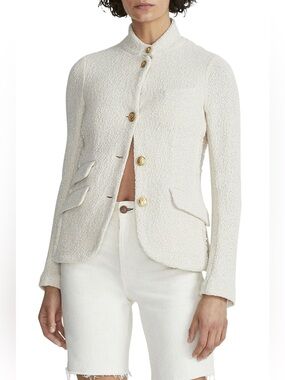 Rag & Bone Slade Cotton Tweed Blazer Women's Cream Bouclé Jacket - size 14